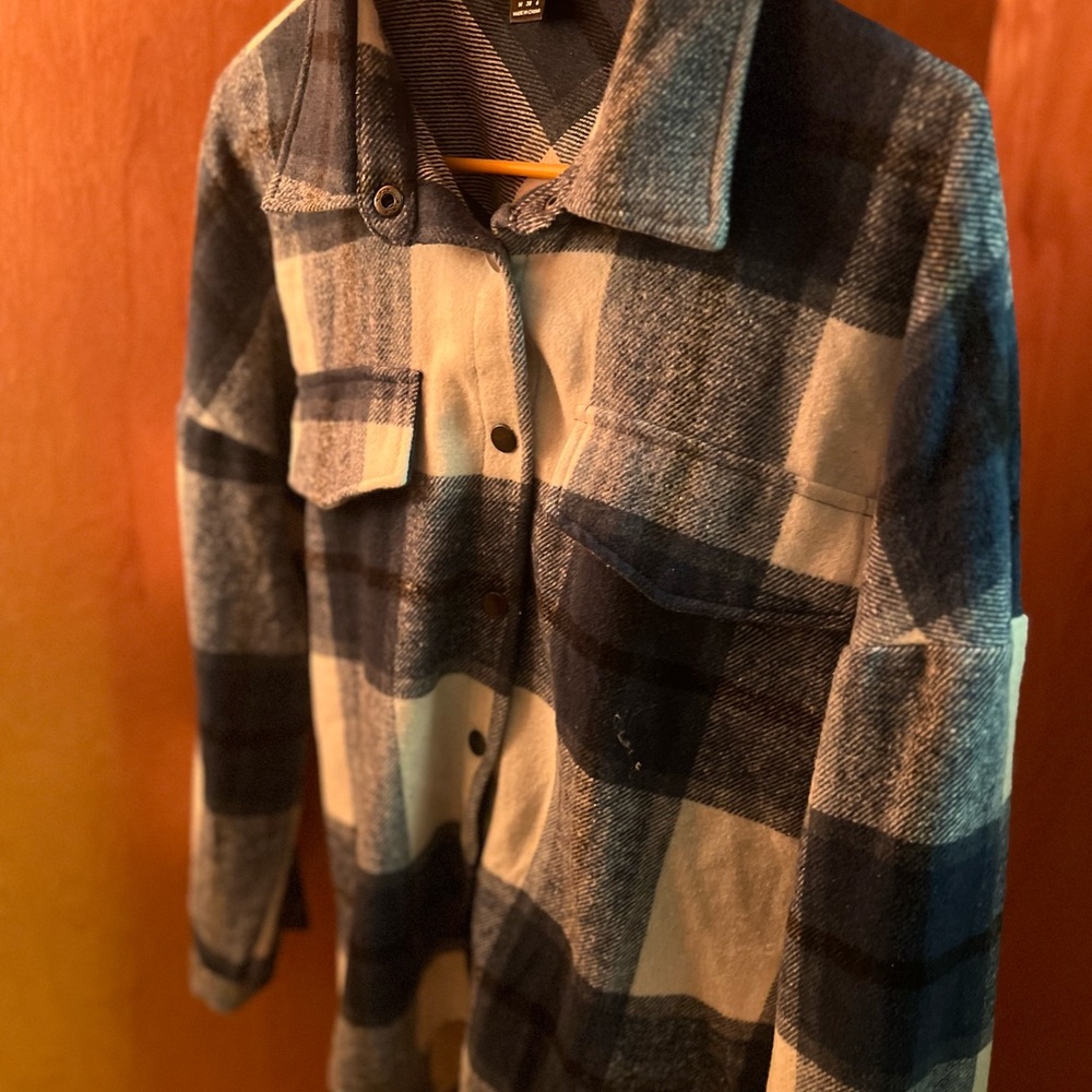 Blue and White Plaid Shirt